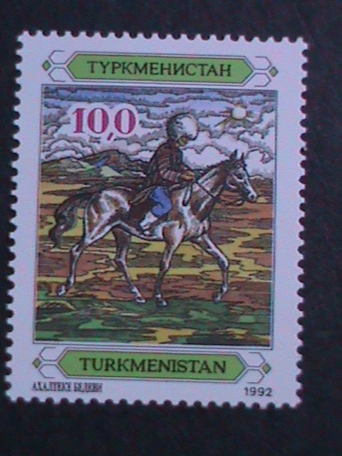 ​TURKMENISTAN-1992 SC#4-AKHALTEKIN HORSE AND RIDER MNH VF WE SHIP TO WORLDWIDE