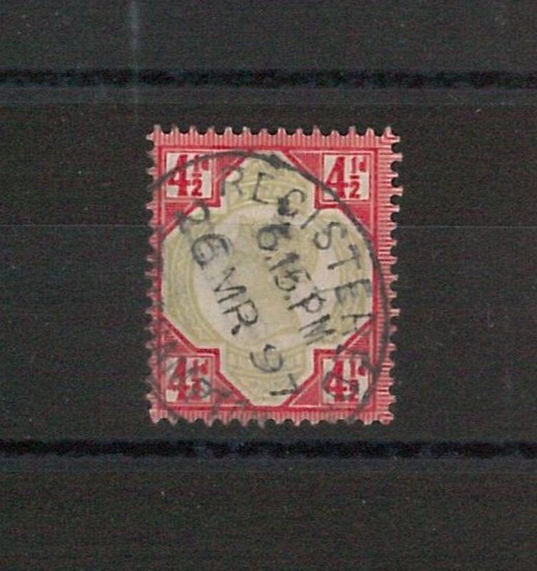 GREAT BRITAIN -  STAMPS: Stanley Gibbons 206  USED - Registered Southampton 1897