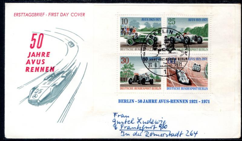 Germany Berlin 9N315 Cars Souvenir Sheet Pen FDC