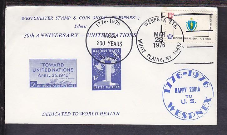 Wespnex Salutes 30th Anniversary UN 1976 cover BIN 