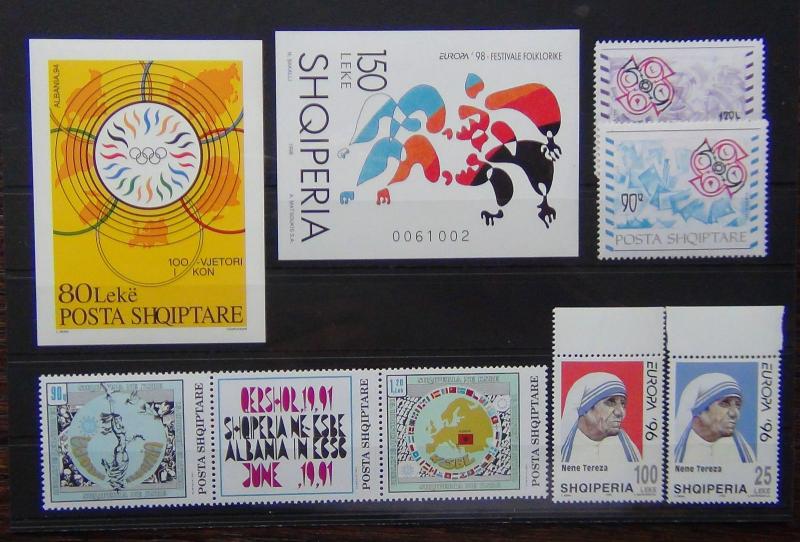 Albania 1992 CEPT Security 1995 Olympics M/S 1996 Europa 1998 Europa M/S MNH