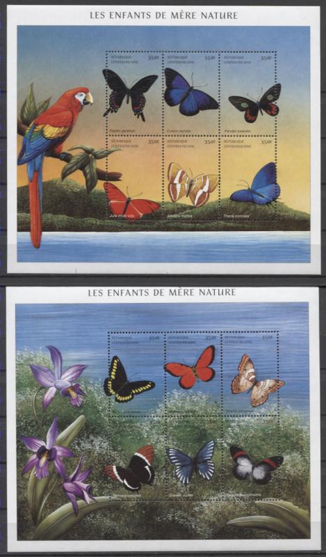 Central Africa Butterflies 2001 Mi#2732-43 Bl#659-662 MNH