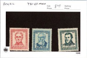 Brazil Stamps # 721-23 MNH