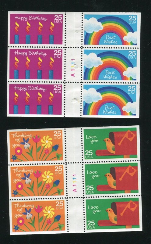 2396a, 2398a Special Occasions Booklet Panes of 6 25¢ Stamps MNH 