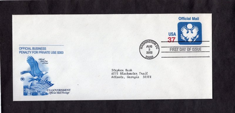UO91 Official Mail Envelope, FDC PCS addressed