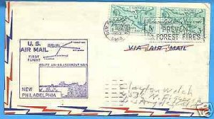 88W39a NEW PHILADELPHIA-LAKE-CENTRAL A/L 1953 AM 88, FIRST FLIGHT AIRMAIL COVER.