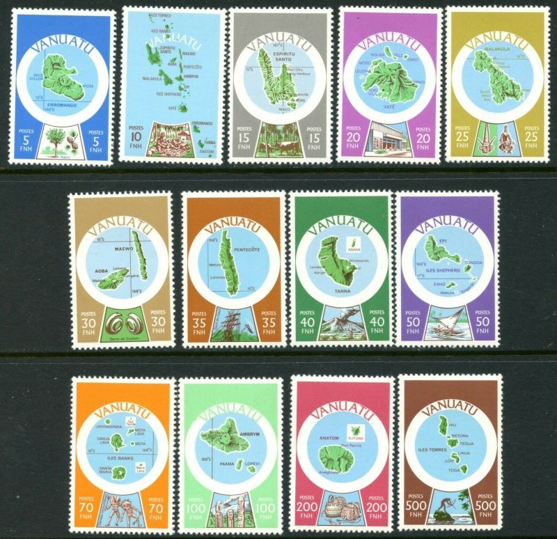 VANUATU Sc#280a-292a 1980 Island Maps Defins in French Complete Set OG Mint NH