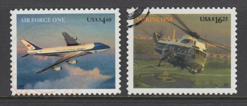 US Sc 4144-4145 used. 2007 $4.60 Priority, $16.25 Express Mail  Aircraft, VF 