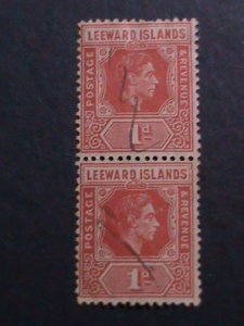 ​LEEWARD ISLANDS-1938 SC#105 KING GEORGE VI- USED PAIR-VF-85 YEARS OLD
