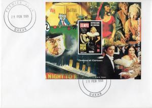 Senegal 1999 Sc#1348 Marylin Monroe/Delon/TITANIC R.M.S.- S/S Perforated FDC