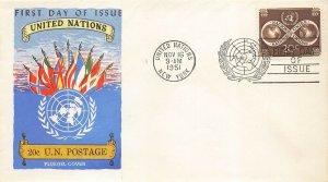 UN #8 20c REGULAR ISSUE FDC 1951 - Fluegel cachet