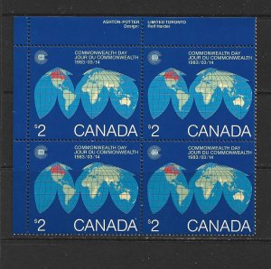 CANADA - 1983 COMMONWEALTH DAY - UPPER LEFT PLATE BLOCK - SCOTT 977 - MNH