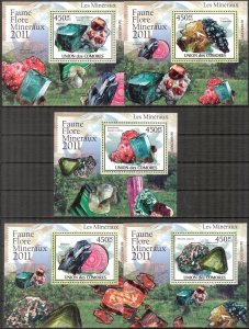 {440} Comoros 2011 Minerals III 5 S/S Deluxe MNH**