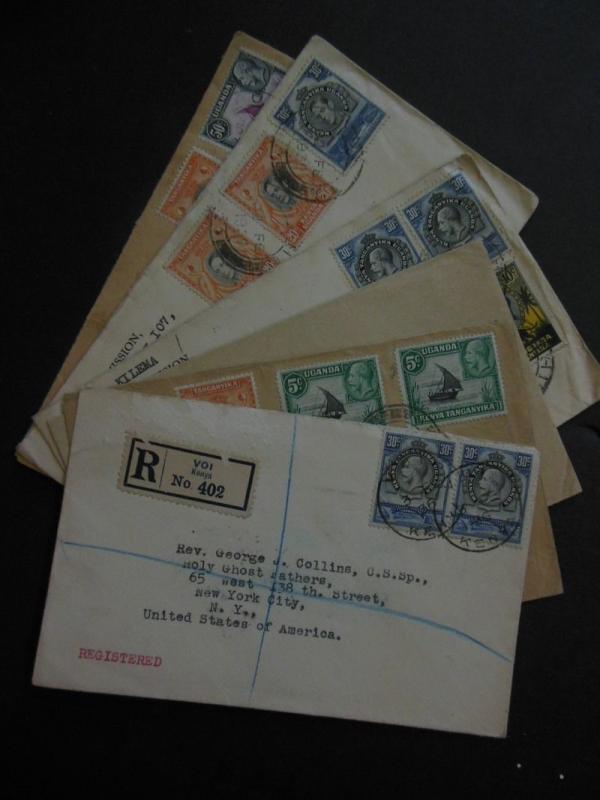 KENYA U & T : Group of 6 covers w/interesting markings incl. Scarce Reg. cover