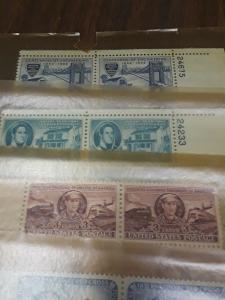 10 MNH 3c USA Plate Blocks Of 6