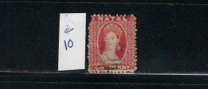 NATAL SCOTT #10 1863 1P (RED)- UNWMK- PERF 13 - USED