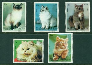 Sharjah 1972 Mi#1030-1034 Cats CTO