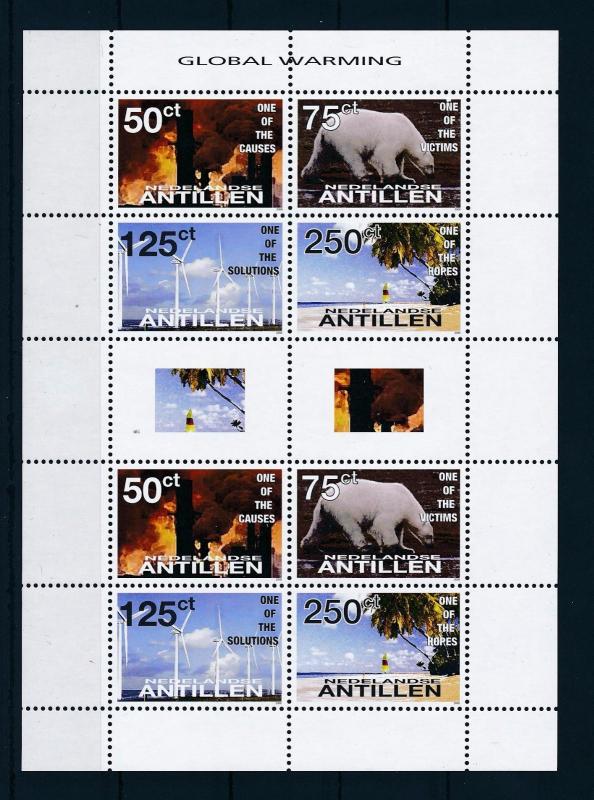 [NAV1814] Antilles Antillen 2008 Global warming Bear Ligthhouse M/S with tab MNH