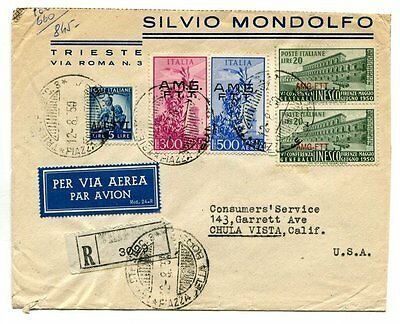 Air Mail Lire 500 Campidoglio + complementary on cover Racc. by air