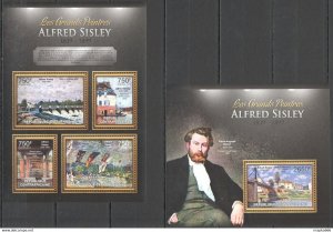 2013 Central Africa Art Famous Paintings Alfred Sisley Kb+Bl ** Ca658