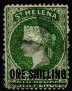 1868 St. Helena Scott #- 23 Queen Victoria 1 Shilling on 6 Pence Used