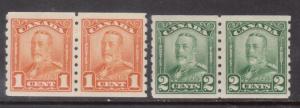 Canada #160 - #161 Very Fine Never Hinged Coil Pair Set