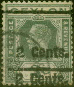 Ceylon 1926 2c on 3c Slate-Grey SG361a Surch Double Fine Used