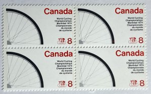 CANADA 1974 #642 Cycling - Block of 4 MNH