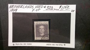 Netherlands 1949 Scott# 322 F-VF USED High Value