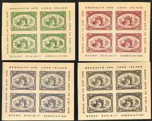 1935 BALISEA Brooklyn & Long Island Stamp Exhibit Show Souvenir Sheets (X4) MNH