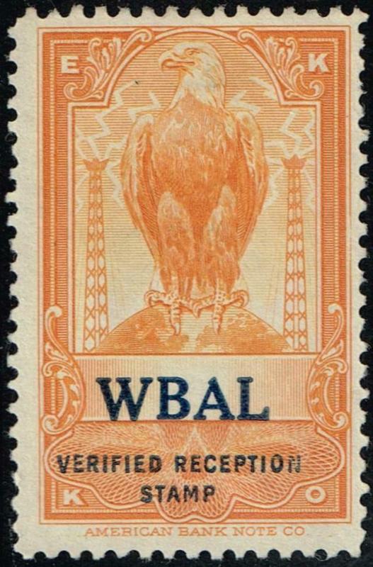 USA  - EKKO -  WBAL - Baltimore, MD - Verified Reception Stamp $19.95