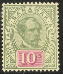 SARAWAK 1888-97 10c Green and Violet Sir Charles Brooke Portrait Issue Sc 15 MH