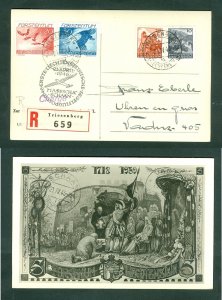 Liechtenstein. 1949 Flight Card. Glider Airmail. Reg: Triesenberg. 4. Stamp. Adr