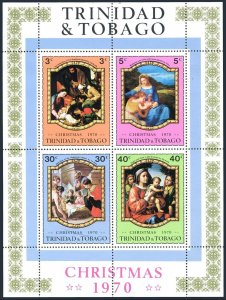 Trinidad & Tobago 194b sheet,MNH.Mil Bl.1. Christmas 1970.Titian,Le Nain,Morando