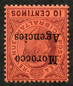 Morocco Agencies SG25cw KEVII 10c Dull Purple/red wmk Multi Crown INVERTED U/M