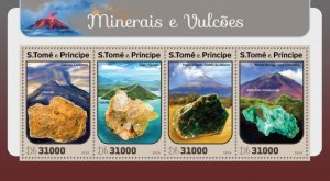 SAO TOME - 2016 - Minerals and Volcanoes - Perf 4v Sheet - Mint Never Hinged