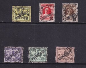 Vatican City #J1-J6 used 1931 postage due overprints and surcharges