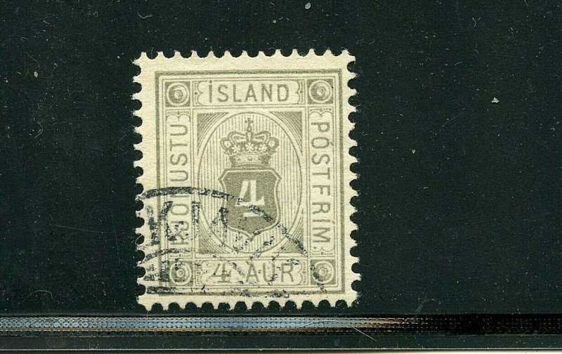 Iceland #O11 (IC052) Coat of Arms 4a gray, Perf 13, Used, FVF, CV$50.00