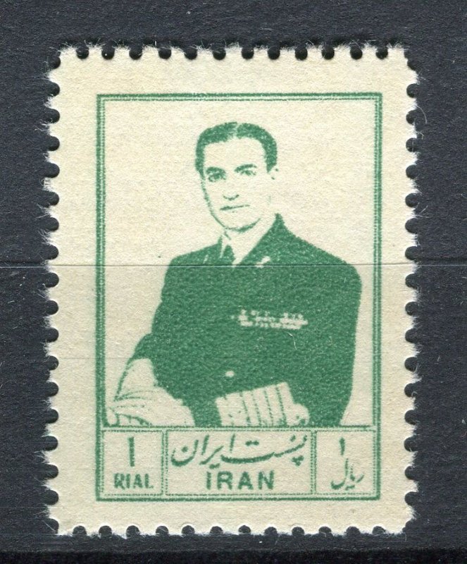 IRAN; 1954 early  Reza Shah Portrait issue fine Mint hinged 1R. value