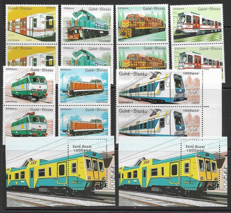 Guinea-Bissau 795-802 MNH Train cpl. set in pair format vf.  2022 CV $29.90