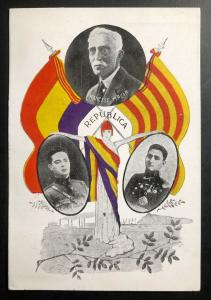 1938 Barcelona Spain Civil War Patriotic Postcard Cover Francesc Macià Republic