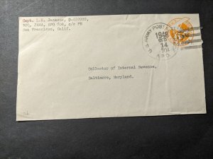 APO 704 TACHIKAWA, JAPAN 1948 Army Cover BOQ JAMA Officer's Mail