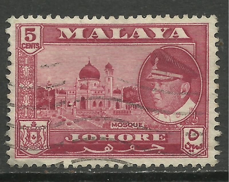 Malaya Johore 1960 5ct Carmine mosque SG 158 ( E885 )