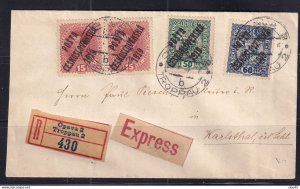 Czechoslovakia 1919 Registered Express Cover Opava-Karlovice Local Used 16041