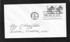 1615c Piano, FDC coil pair no cachet addressed