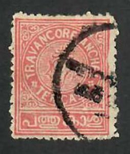 Travancore State- India; Scott 23; 1921; Used