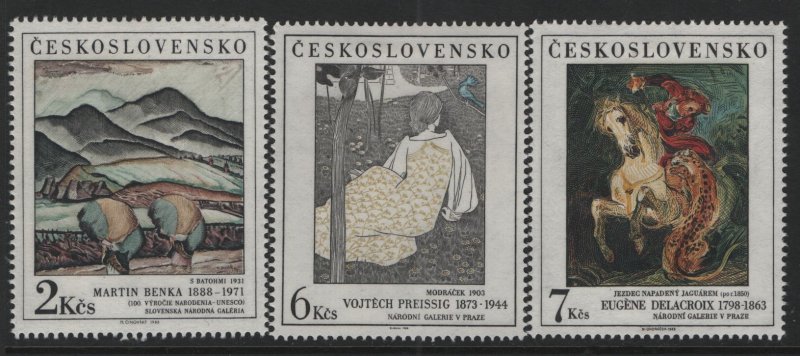 CZECHOSLOVAKIA, (3) SET, 2721-2723, HINGED, 1988, Art type of 1974