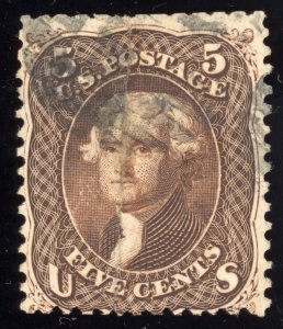 US Scott 76 Used 5 cents Brown Jefferson 1863 Lot T887 bhmstamps