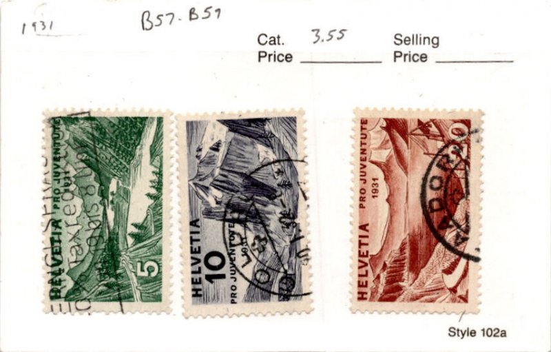 Switzerland, Postage Stamp, #B57-B59 Used, 1931 (AD)