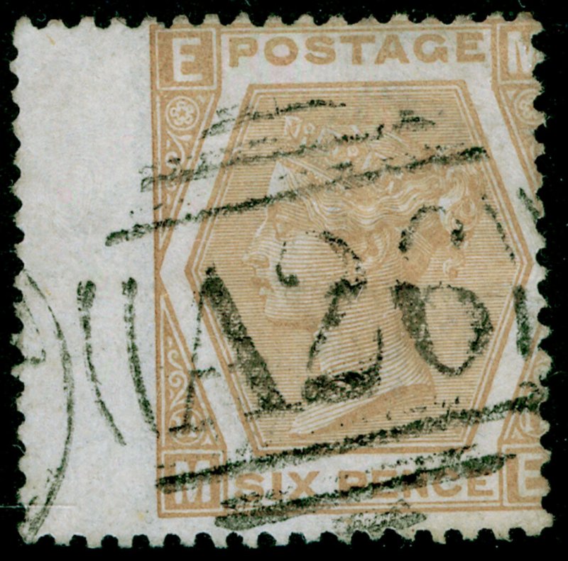 SG123, 6d pale buff plate 11, USED. Cat £38. A26 GIBRALTAR. ME